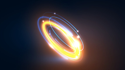 Wall Mural - shimmering neon blue and golden twists