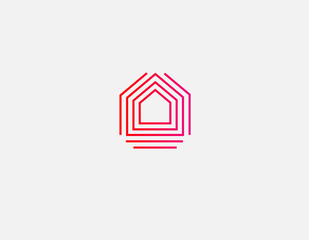 Creative abstract linear logo geometric elements pattern in the form of a house sign