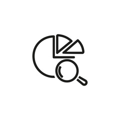 Poster - Competitive search line icon. Pie chart, magnifying glass, research. Paid search concept. Vector illustration can be used for topics like finance, marketing, analytics