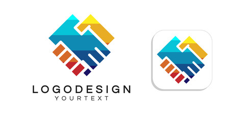 Poster - handshake logo design. icon app smartphone color full