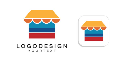 Poster - shop logo design. icon app smartphone color full