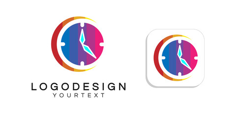 Poster - clock logo design. icon app smartphone color full