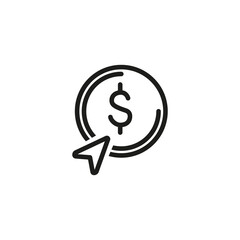 Poster - Financial marketing line icon. Coin, dollar sign, cursor. Paid search concept. Vector illustration can be used for topics like finance, marketing, analytics