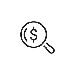 Poster - Lookup line icon. Dollar sign, magnifying glass, research. Paid search concept. Vector illustration can be used for topics like finance, marketing, analytics