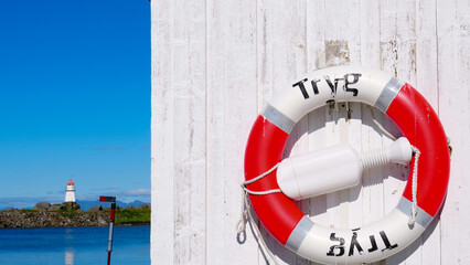 Sticker - Rescue ring and lighthouse, Hovsund Lofoten Norway