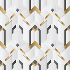 Wall Mural - Abstract geometric decor stripes white and golden element