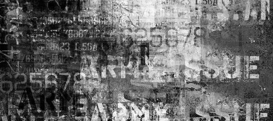 Wall Mural - Abstract grunge lettering background.  Urban cyber punk wide illustration