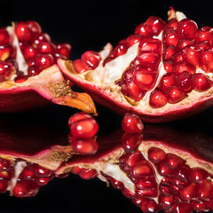 Poster - ripe pomegranate fruit with reflection