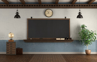 Wall Mural - Retro style classroom with blackboard