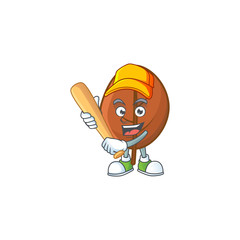 Poster - brown autumn leaves isolated with playing baseball mascot