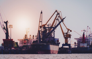  Logistics and transportation of International Container Cargo ship in the ocean at Sunshine sky, Freight Transportation, Shipping