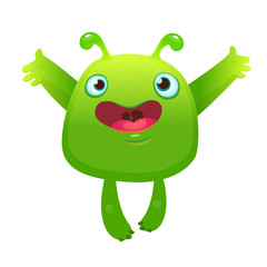 Funny cartoon monster. Vector illustration of excited monster character