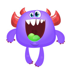 Funny cartoon monster. Vector illustration of excited monster character