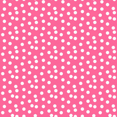 Poster - Baby pink background scattered dots polka seamless pattern