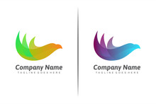 Vector Abstract Logo Design Templates In Bright Gradient Colors - Wave Eagle Bird Logo Design Template - Vector Illustration