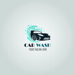 Car wash logo template.Car wash logo design concept with car silhouette and water splash in negative space. Vector Illustration