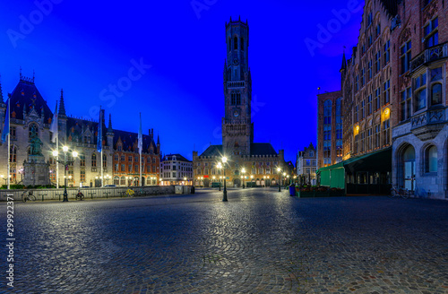 Markt (Market Square), Provinciaal Hof (Province Court) and Belfry of Bruges ...