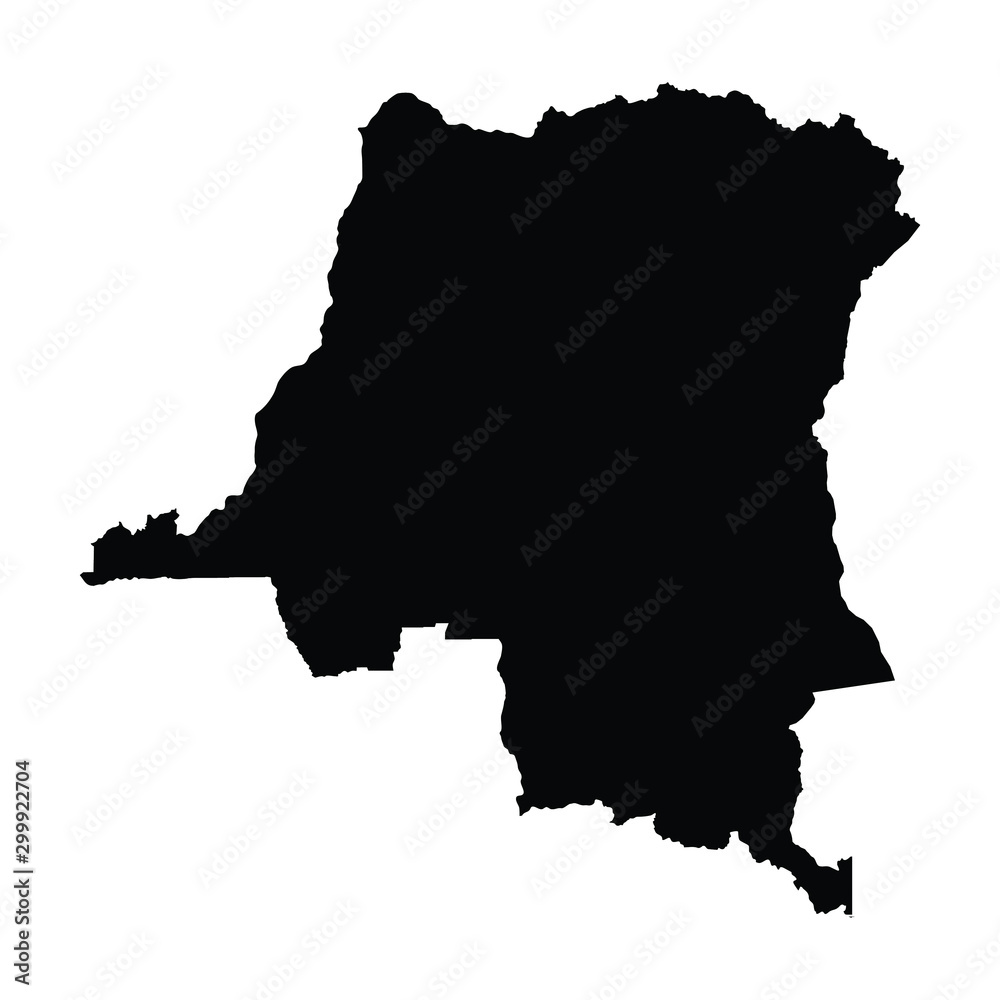 A black and white vector silhouette of the Democratic Republic of the Congo - obrazy, fototapety, plakaty 