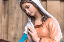 The Blessed Virgin Mary In Christmas Nativity Scene
