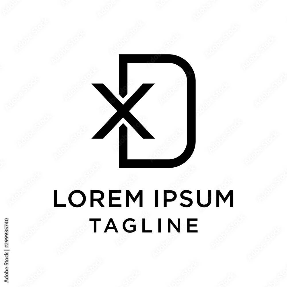 initial letter logo DX, XD logo template 