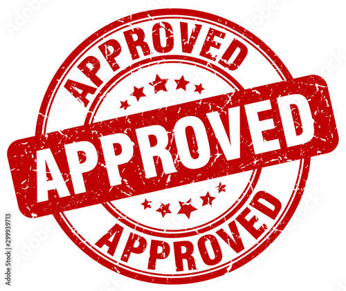 Cuadros en Lienzo approved stamp. red round grunge vintage approved sign