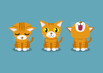 Vector cartoon character tabby cat poses for design.