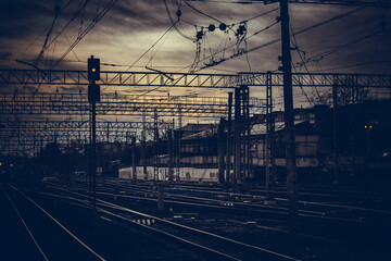 Old rail station with dramatic sky