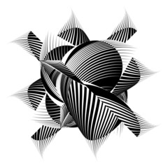 Abstract futuristic urban background, trendy geometric dynamic halftone lines pattern, vector modern design black and white texture.