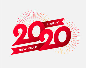 Poster - creative red 2020 happy new year text design