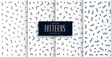 Memphis Pattern Set In Black And White Color