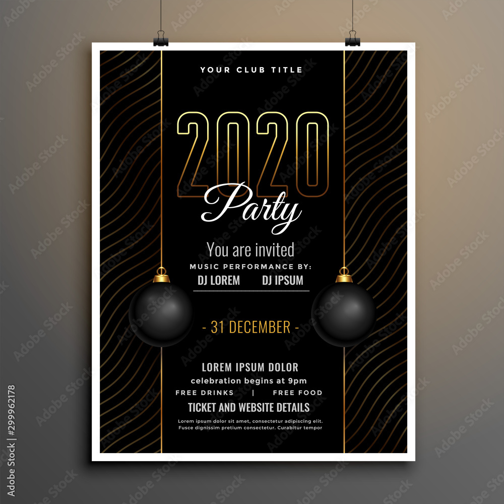 elegant black and gold new year party flyer design template Stock ...