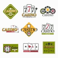 Wall Mural - Casino club and gambling isolated icon poker and roulette