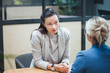 © Alexander - Job interview or business meeting face - to-face. Two business women at a meeting