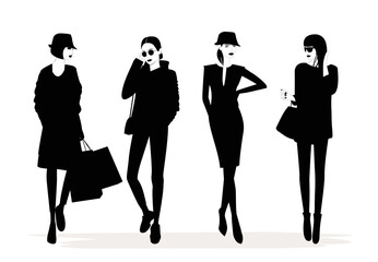 Fashion stylish women silhouettes