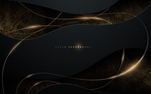 Abstract Black And Gold Background With Gold Threads