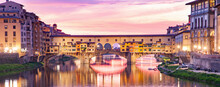 Ponte Vecchio On River Arno At Night, Florence, Italy