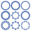 Vector set of circle blue frames in traditional and modern greek style