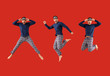 © Pixel-Shot - Collage with jumping young man in pajamas on color background