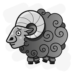 Wall Mural - Ram With Curved Horns Illustration For Your Web Design