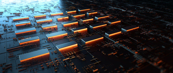 Fototapete - Technology background/Abstract technology background made of different element printed circuit board.  Printed circuit board in the server executes the data. 