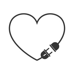 Wall Mural - extension cord icon in heart shape - vector