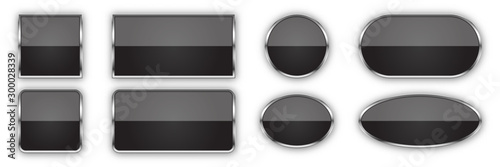 Cuadros en Lienzo Set of black glossy vector buttons.