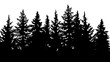 © Crisp - silhouette of fir trees, forest landscape. On white background