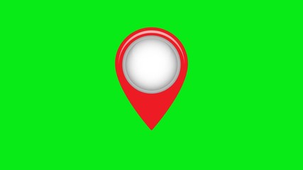 Poster - animation of map point icon. moving of GPS icon on green background