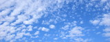 Fototapeta Niebo - Weiße Schäfchenwolken an einem schönen Sommertag vor blauen Himmel