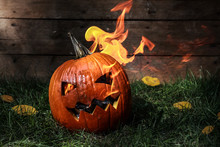 Burning Halloween Pumpkin