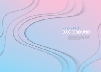 Wall Mural - Paper cut abstract background vector template can be use for cover, flyer, book, poster, banner, card, printing, web page, presentation. pastel wave background design. creative idea. trendy texture.