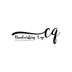 CQ Letter Handwriting Vector. Black Handwriting Logo