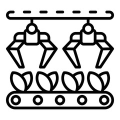 Poster - Farm robot line icon. Outline farm robot line vector icon for web design isolated on white background