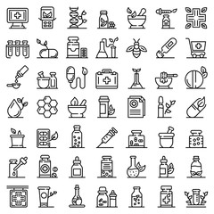 Poster - Homeopathy icons set. Outline set of homeopathy vector icons for web design isolated on white background